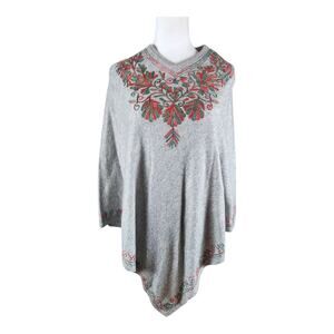 Pure 100% Cashmere Hand Embroidered Poncho Shaw